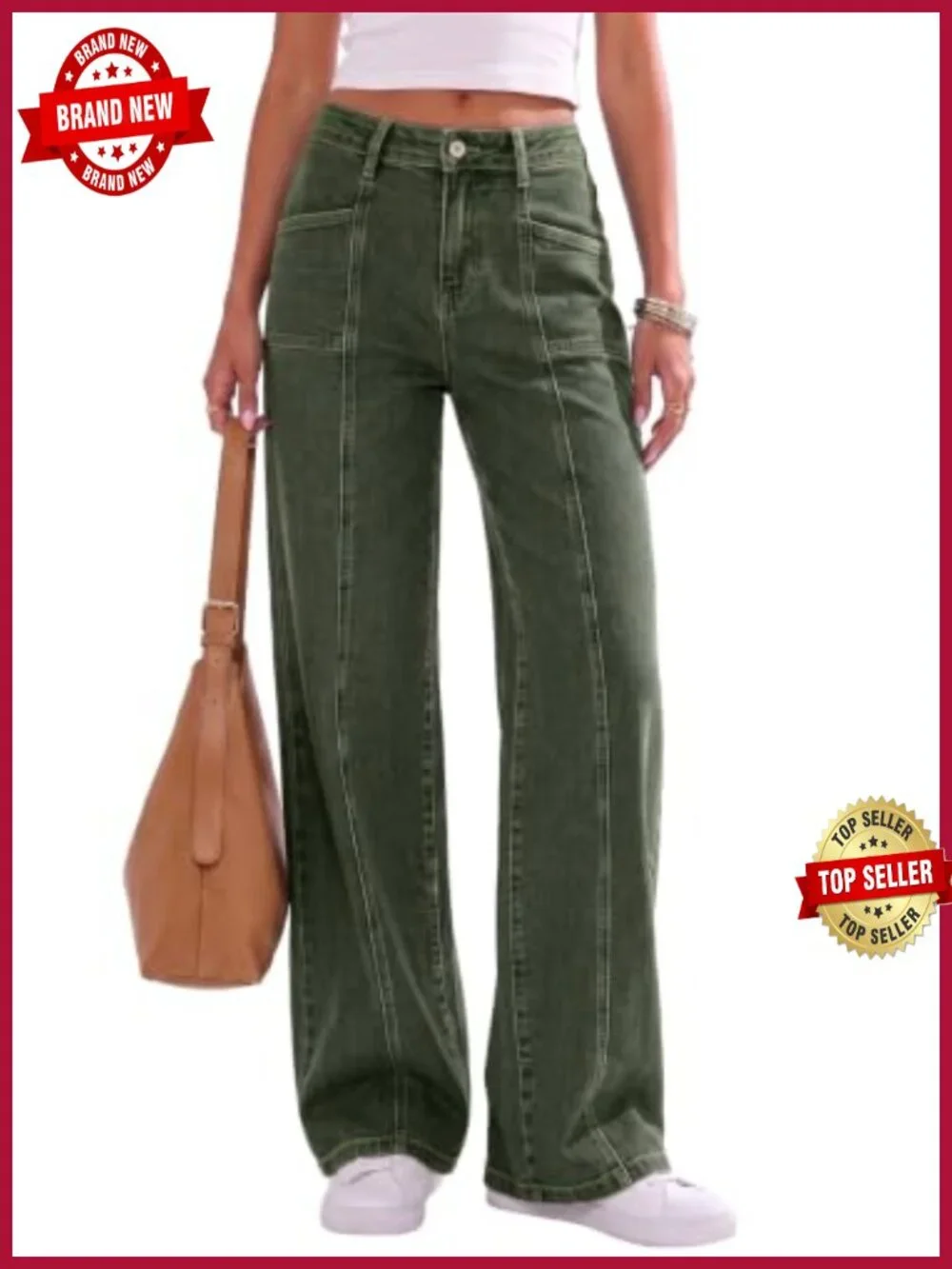 Women's High Waisted Wide Leg Jeans Stretchy Loose Fit Denim Pants Casual